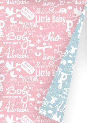 Kadopapier Baby Roze en Blauw